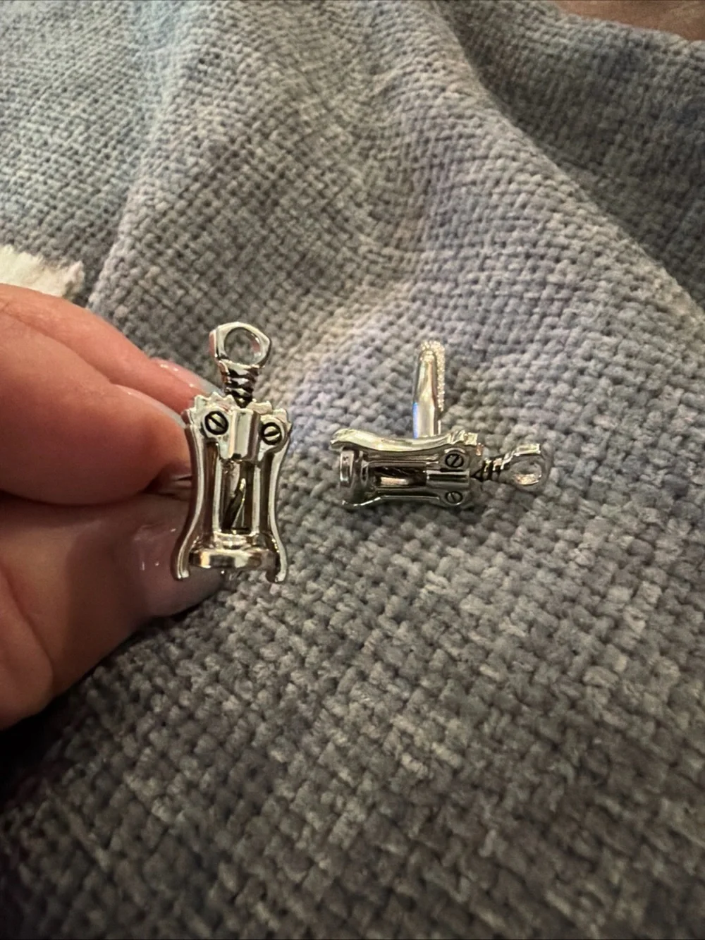 Silver wine corkscrew Novelty Cufflinks - Men’s Silver-tone Accessory